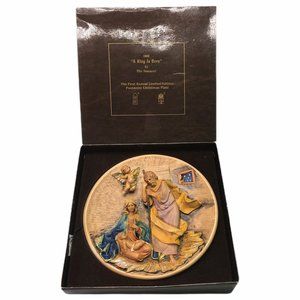 Fontanini 1986 Limited Ed "A King Is Born" Christmas Plate Made In Italy In Box